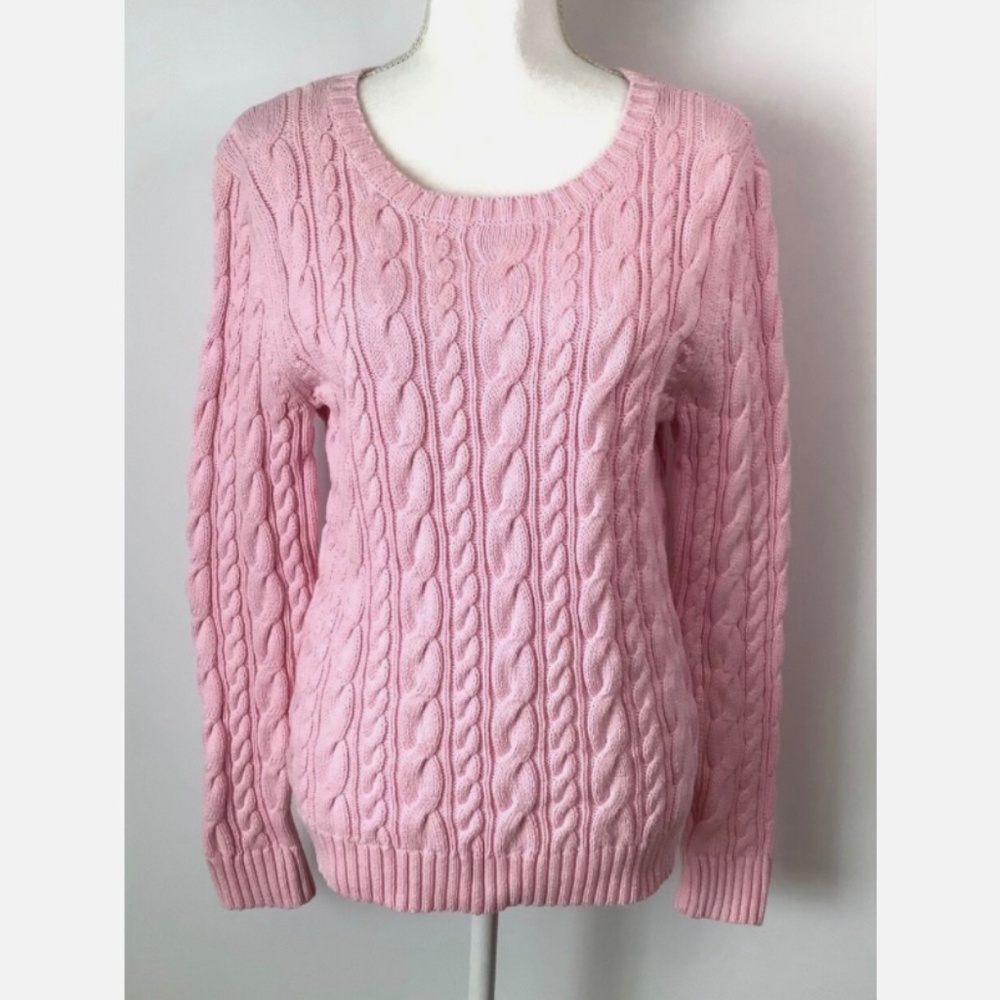 Lands End Cotton Cable Knit Sweater